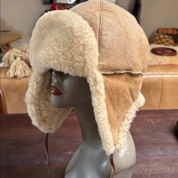Vintage Bighorn Sheepskin Co.Leather Earflap Trapper Hat - Picture 7 of 13